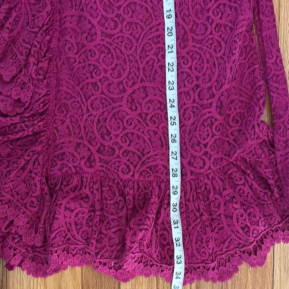 Free People Chic Magenta Lace Dress with Ruffles - Picture 10 of 11